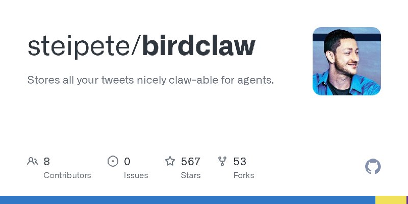 GitHub - steipete/birdclaw: Stores all your tweets nicely claw-able for agents.