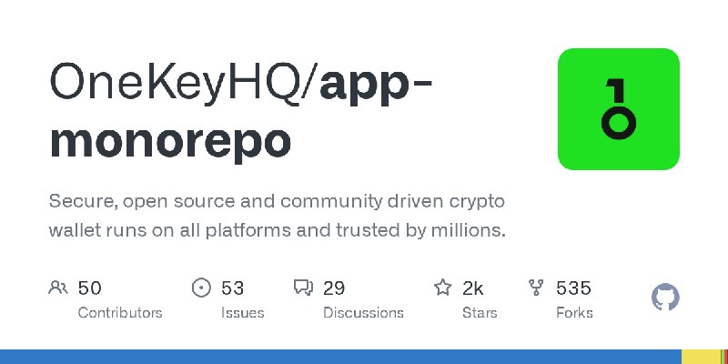 GitHub - OneKeyHQ/app-monorepo: Secure, open source and community driven crypto wallet runs on all platforms and trusted by millions.