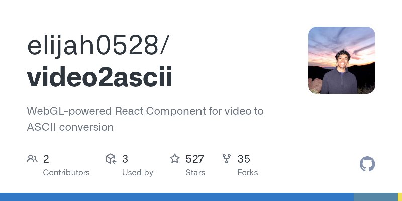 GitHub - elijah0528/video2ascii: WebGL-powered React Component for video to ASCII conversion