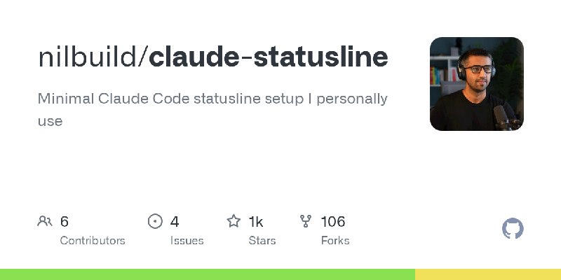 GitHub - nilbuild/claude-statusline: Minimal Claude Code statusline setup I personally use