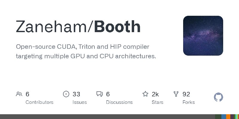 GitHub - Zaneham/Booth: Open-source CUDA, Triton and HIP compiler targeting multiple GPU and CPU architectures.