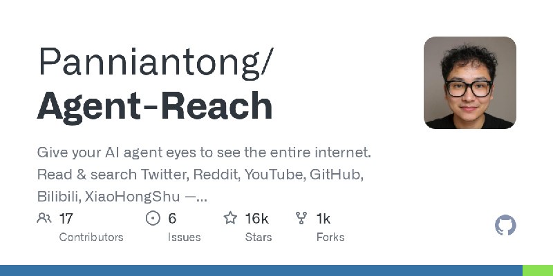GitHub - Panniantong/Agent-Reach: Give your AI agent eyes to see the entire internet. Read & search Twitter, Reddit, YouTube, GitHub…