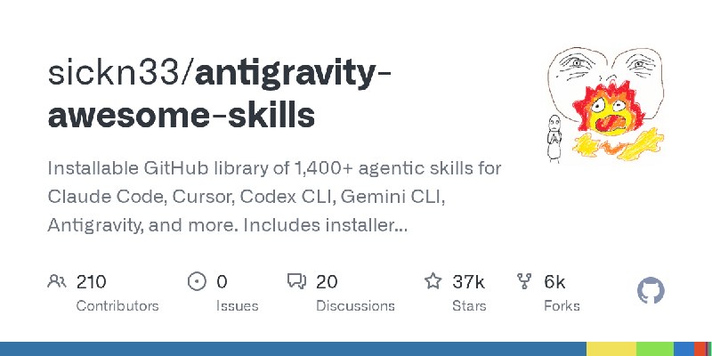 GitHub - sickn33/antigravity-awesome-skills: Installable GitHub library of 1,400+ agentic skills for Claude Code, Cursor, Codex…
