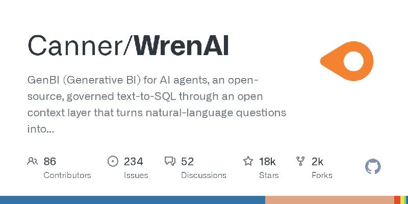 GitHub - Canner/WrenAI: GenBI (Generative BI) for AI agents, an open-source, governed text-to-SQL through an open context layer…
