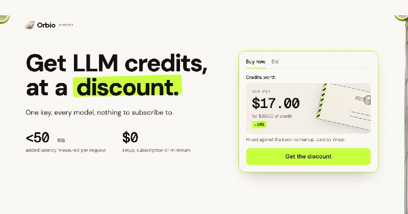 Orbio · AI credits at a discount