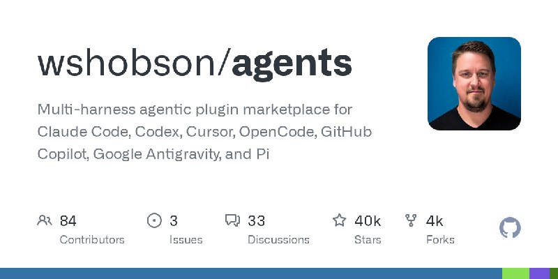 GitHub - wshobson/agents: Multi-harness agentic plugin marketplace for Claude Code, Codex, Cursor, OpenCode, GitHub Copilot, Google…
