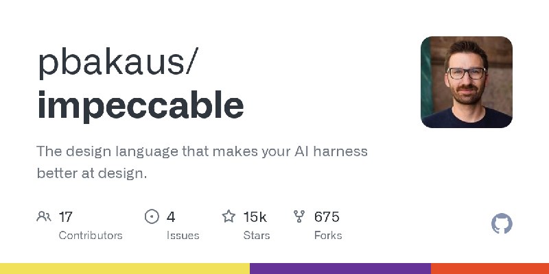 GitHub - pbakaus/impeccable: The design language that makes your AI harness better at design.