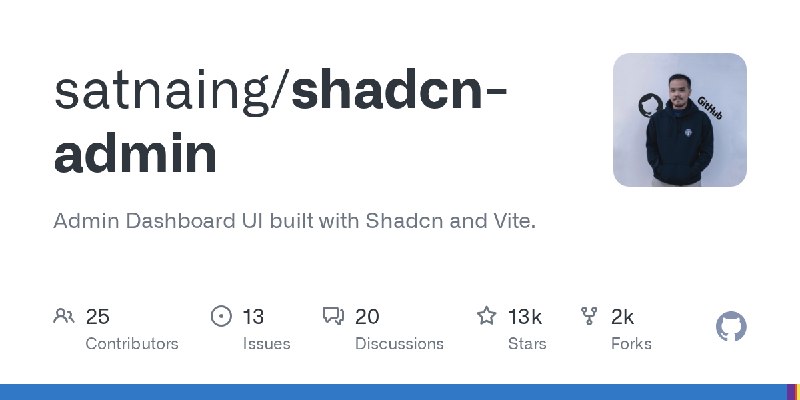 GitHub - satnaing/shadcn-admin: Admin Dashboard UI built with Shadcn and Vite.