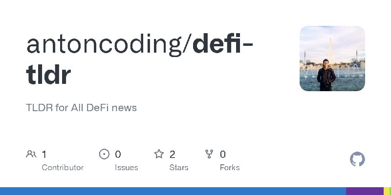 GitHub - antoncoding/defi-tldr: TLDR for All DeFi news