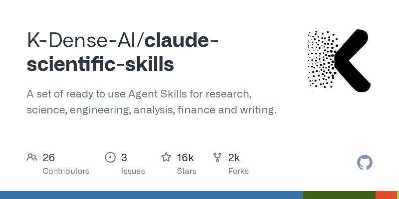 GitHub - K-Dense-AI/claude-scientific-skills: A set of ready to use Agent Skills for research, science, engineering, analysis,…