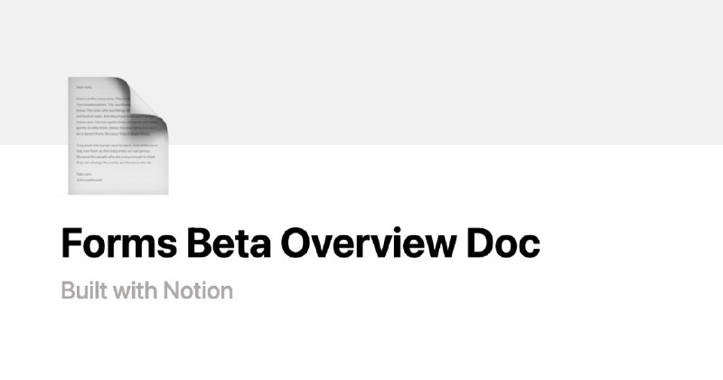Forms Beta Overview Doc | Notion