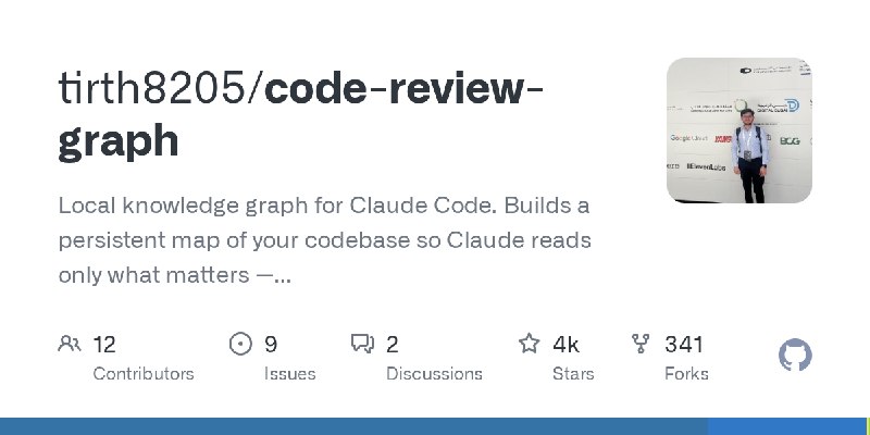 GitHub - tirth8205/code-review-graph: Local knowledge graph for Claude Code. Builds a persistent map of your codebase so Claude…