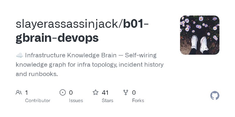 GitHub - slayerassassinjack/b01-gbrain-devops: ☁️ Infrastructure Knowledge Brain — Self-wiring knowledge graph for infra topology…