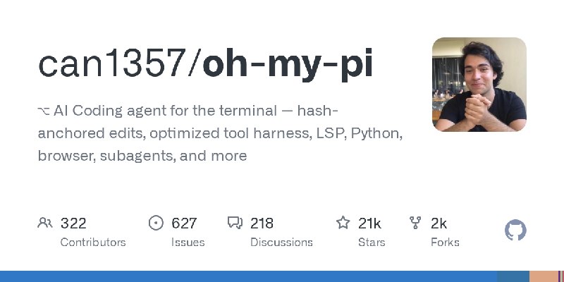 GitHub - can1357/oh-my-pi: ⌥  AI Coding agent for the terminal — hash-anchored edits, optimized tool harness, LSP, Python, browser…