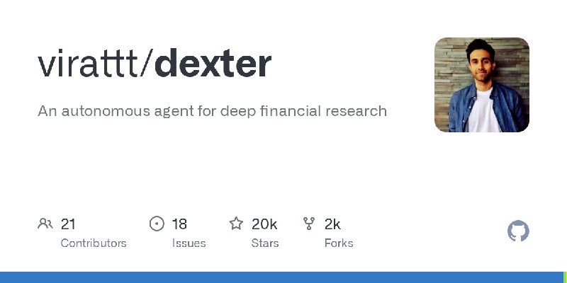 GitHub - virattt/dexter: An autonomous agent for deep financial research