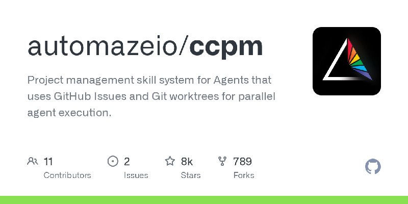 GitHub - automazeio/ccpm: Project management skill system for Agents that uses GitHub Issues and Git worktrees for parallel agent…