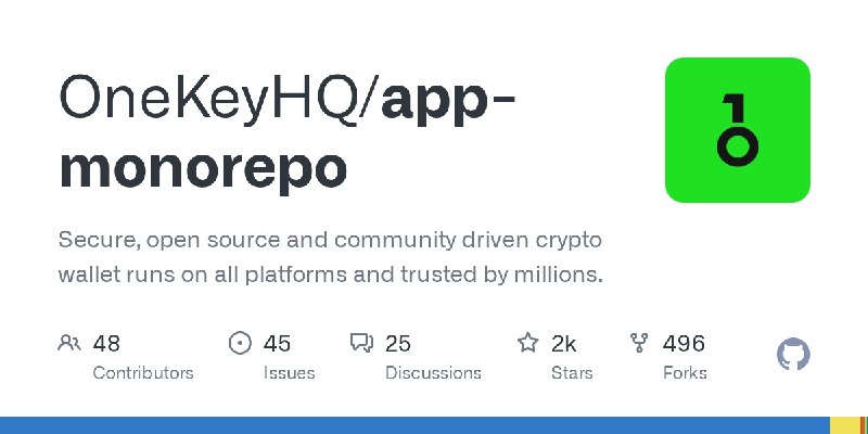 GitHub - OneKeyHQ/app-monorepo: Secure, open source and community driven crypto wallet runs on all platforms and trusted by millions.