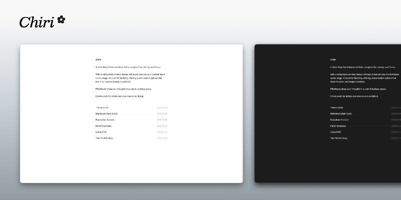 GitHub - the3ash/astro-chiri: Effortlessly share your thoughts in a calm & dustless space.