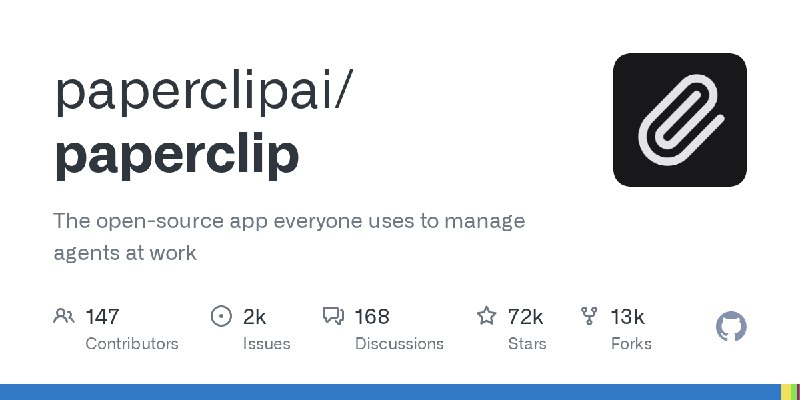 GitHub - paperclipai/paperclip: The open-source app everyone uses to manage agents at work