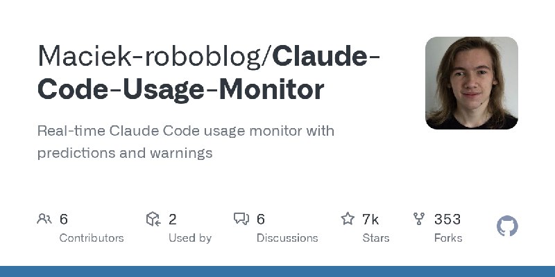 GitHub - Maciek-roboblog/Claude-Code-Usage-Monitor: Real-time Claude Code usage monitor with predictions and warnings