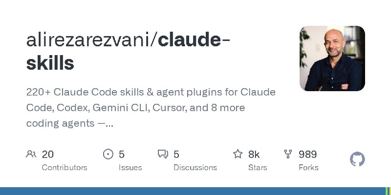 GitHub - alirezarezvani/claude-skills: 220+ Claude Code skills & agent plugins for Claude Code, Codex, Gemini CLI, Cursor, and…