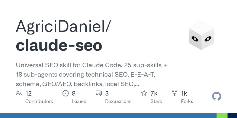 GitHub - AgriciDaniel/claude-seo: Universal SEO skill for Claude Code. 25 sub-skills + 18 sub-agents covering technical SEO, E…