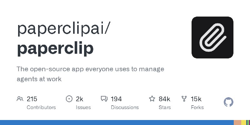 GitHub - paperclipai/paperclip: The open-source app everyone uses to manage agents at work