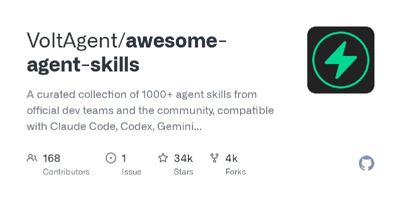 GitHub - VoltAgent/awesome-agent-skills: A curated collection of 1000+ agent skills from official dev teams and the community,…