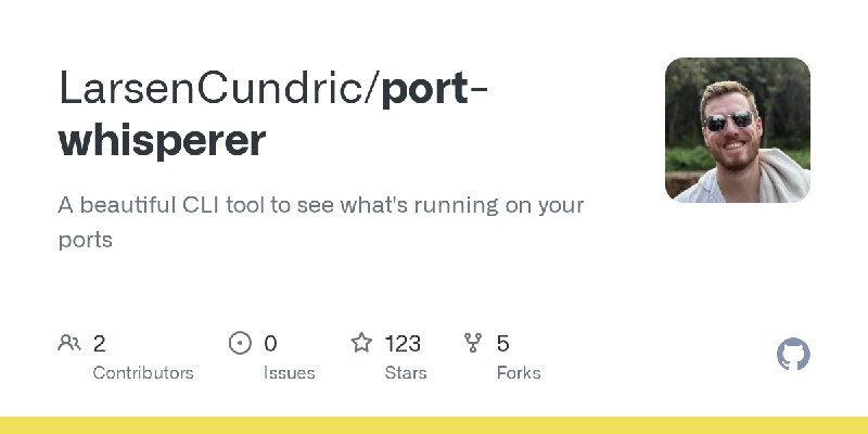 GitHub - LarsenCundric/port-whisperer: A beautiful CLI tool to see what's running on your ports