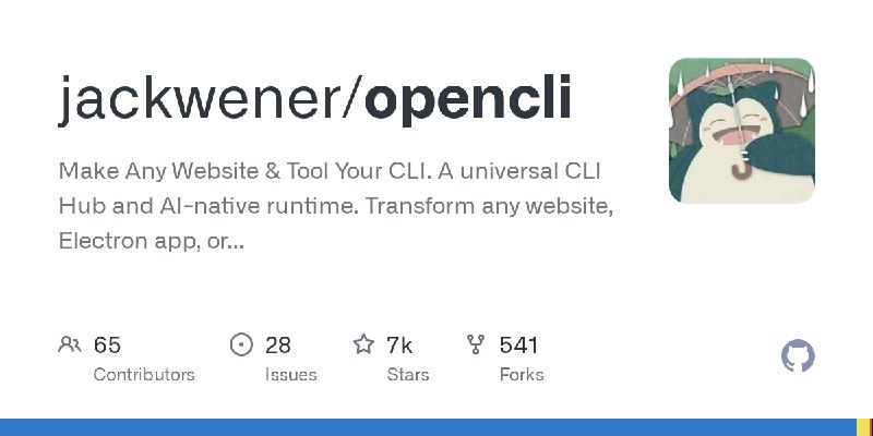 GitHub - jackwener/opencli: Make Any Website & Tool Your CLI. A universal CLI Hub and AI-native runtime. Transform any website…