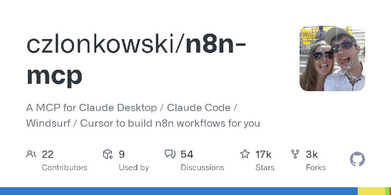GitHub - czlonkowski/n8n-mcp: A MCP for Claude Desktop / Claude Code / Windsurf / Cursor to build n8n workflows for you
