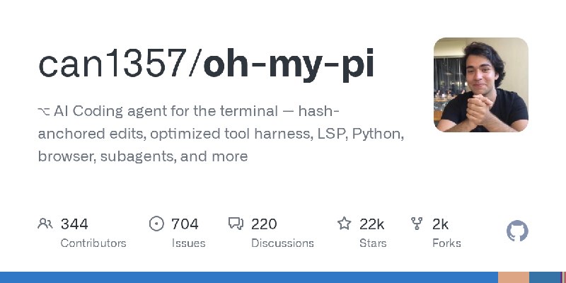GitHub - can1357/oh-my-pi: ⌥  AI Coding agent for the terminal — hash-anchored edits, optimized tool harness, LSP, Python, browser…