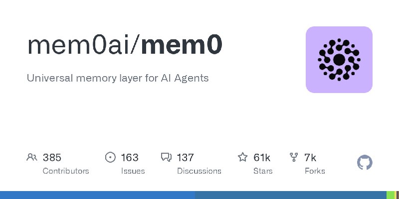 GitHub - mem0ai/mem0: Universal memory layer for AI Agents