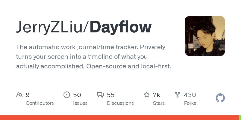 GitHub - JerryZLiu/Dayflow: The automatic work journal/time tracker. Privately turns your screen into a timeline of what you actually…
