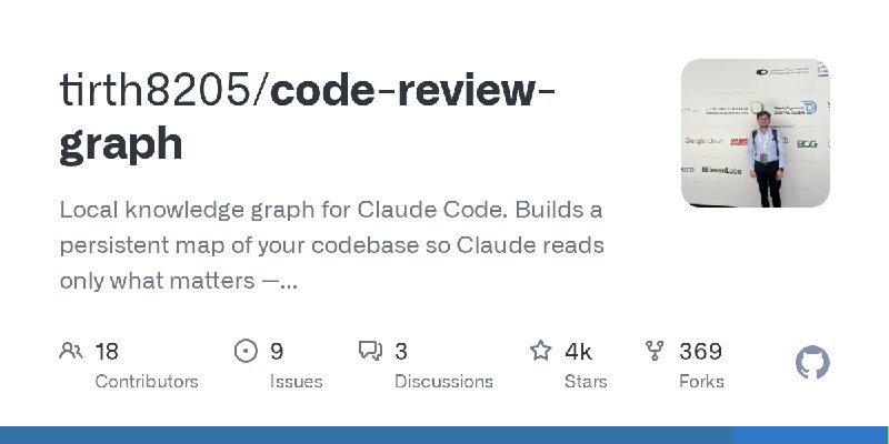 GitHub - tirth8205/code-review-graph: Local knowledge graph for Claude Code. Builds a persistent map of your codebase so Claude…