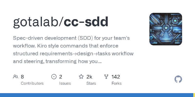 GitHub - gotalab/cc-sdd: Spec-driven development (SDD) for your team's workflow. Kiro style commands that enforce structured r…