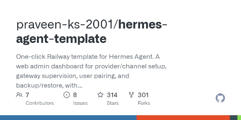 GitHub - praveen-ks-2001/hermes-agent-template: One-click Railway template for Hermes Agent. A web admin dashboard for provider/channel…