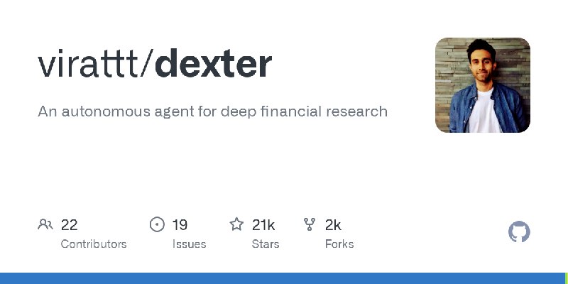 GitHub - virattt/dexter: An autonomous agent for deep financial research