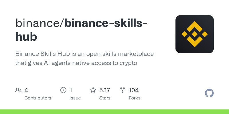 GitHub - binance/binance-skills-hub: Binance Skills Hub is an open skills marketplace that gives AI agents native access to crypto