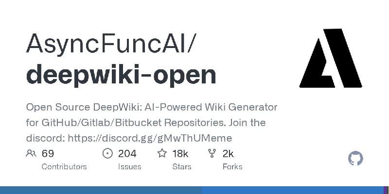 GitHub - AsyncFuncAI/deepwiki-open: Open Source DeepWiki: AI-Powered Wiki Generator for GitHub/Gitlab/Bitbucket Repositories. Join…