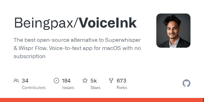 GitHub - Beingpax/VoiceInk: The best open-source alternative to Superwhisper & Wispr Flow. Voice-to-text app for macOS with no…