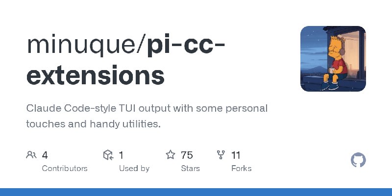 GitHub - minuque/pi-cc-extensions: Claude Code-style TUI output with some personal touches and handy utilities.