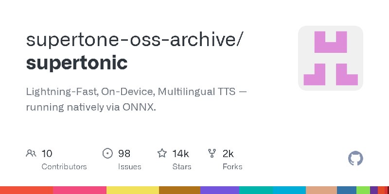 GitHub - supertone-oss-archive/supertonic: Lightning-Fast, On-Device, Multilingual TTS — running natively via ONNX.