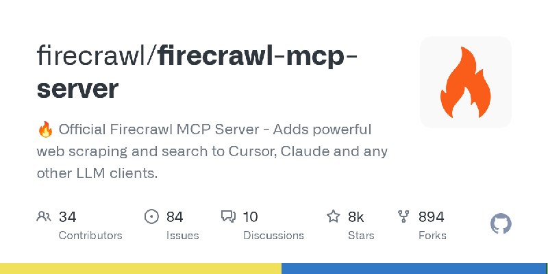 GitHub - firecrawl/firecrawl-mcp-server: 🔥 Official Firecrawl MCP Server - Adds powerful web scraping and search to Cursor, Claude…