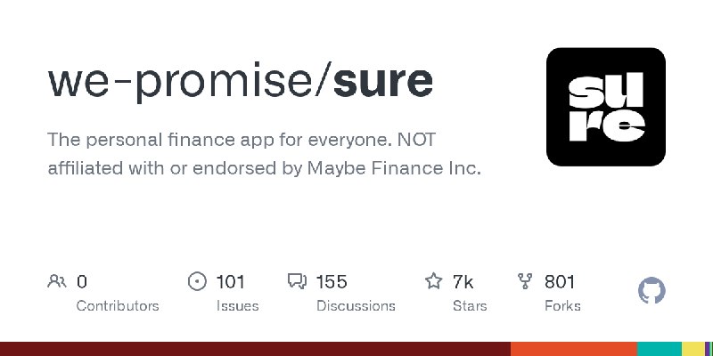 GitHub - we-promise/sure: The personal finance app for everyone. NOT affiliated with or endorsed by Maybe Finance Inc.