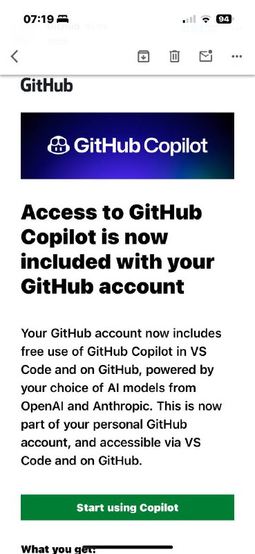 啊，我得到免费的 Copilot 了