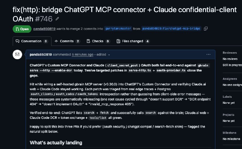 研究的過程發個 PR 了想說 mcp 怎麼只能支援 coding agent 現在 chatgpt / claude 手機和桌面版都能用