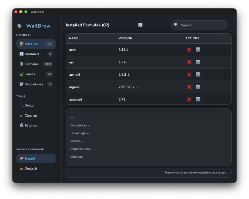 在线管理 Homebrew 包常用命令行操作，图形界面工具却少而且复杂